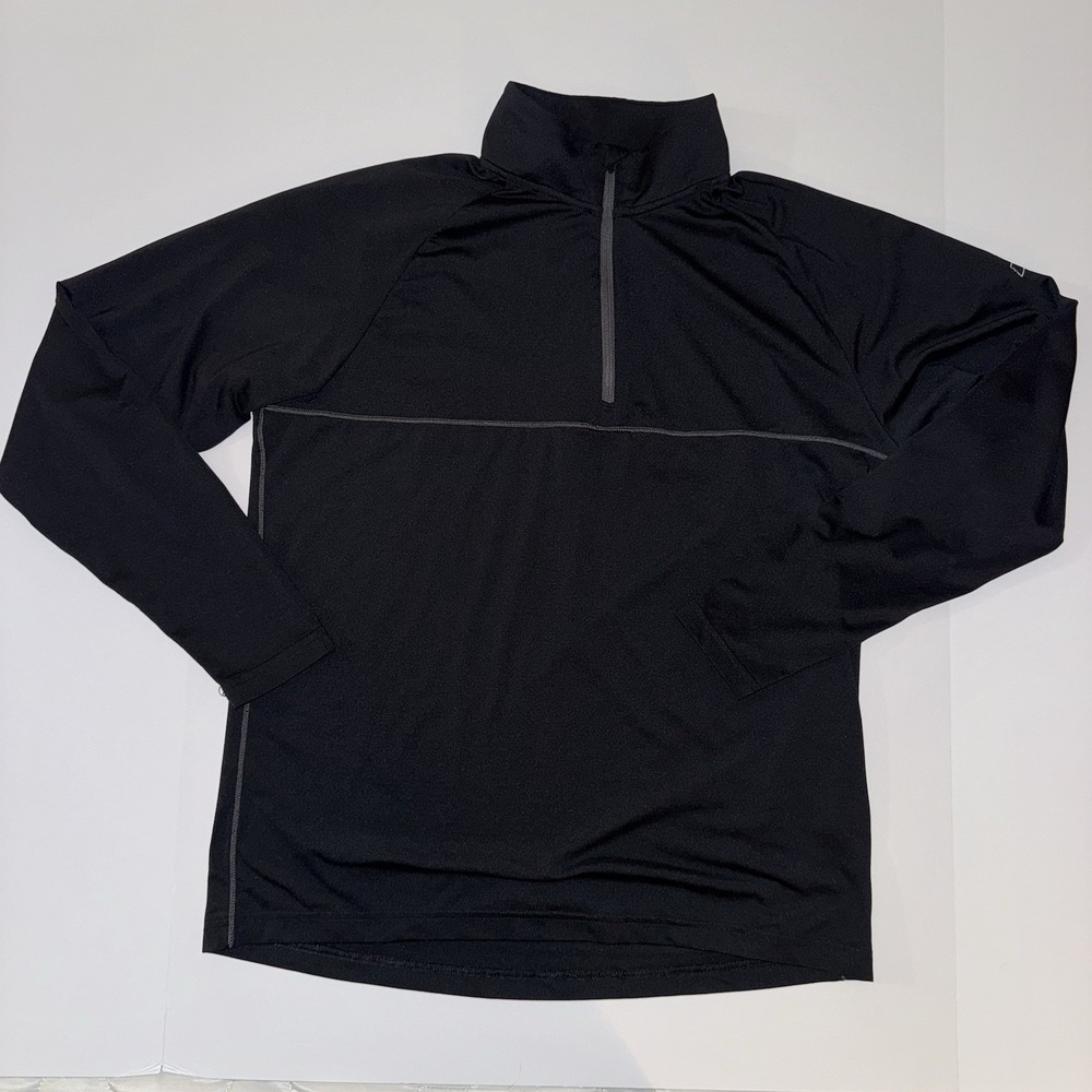 Men's Medium Sun Mountain Black Thermal Series 1/4 Zip‎ Mock Neck Pullover Top